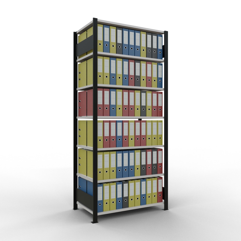 Número de imagen del producto 2: estantería para archivo SCHULTE módulo inicial, doble cara, sin topes centrales, carga por estante 150 kg, negro, alto H x An x F 2,300 x 1.000 x 600 mm
