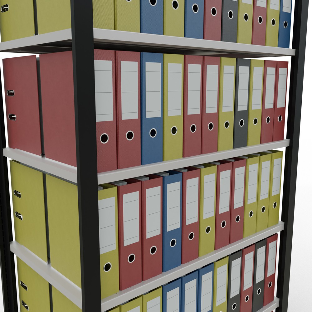 Número de imagen del producto 3: estantería para archivo SCHULTE módulo inicial, doble cara, sin topes centrales, carga por estante 150 kg, negro, alto H x An x F 2,300 x 1.000 x 600 mm