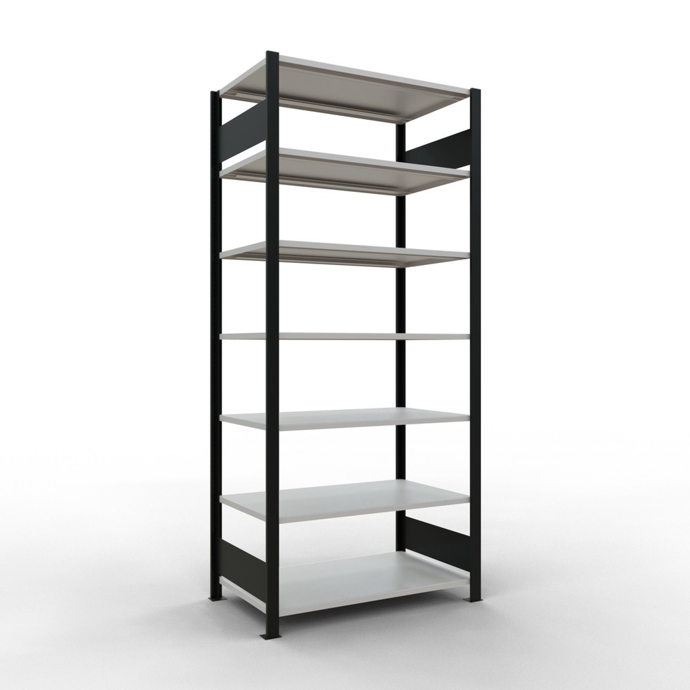 Imagen del producto: estantería para archivo SCHULTE módulo inicial, doble cara, sin topes centrales, carga por estante 150 kg, negro, alto H x An x F 2,300 x 1.000 x 600 mm