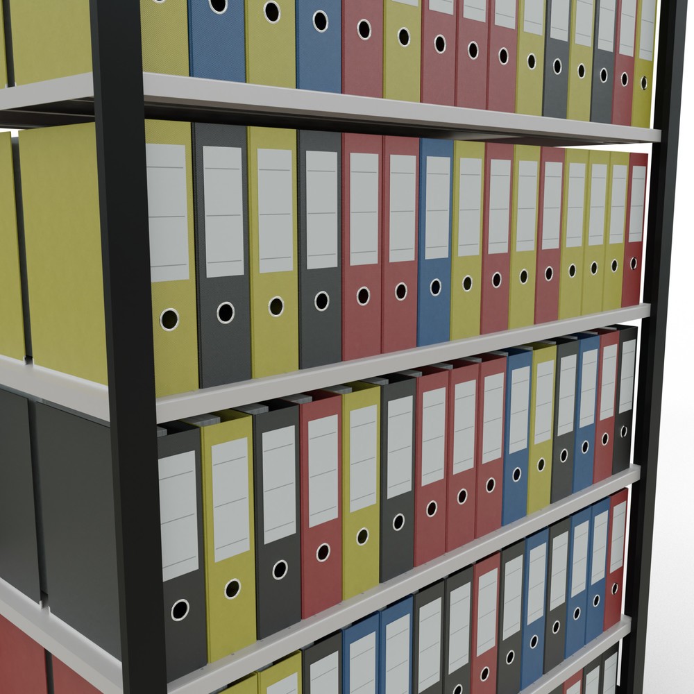 Número de imagen del producto 3: estantería para archivo SCHULTE módulo inicial, doble cara, sin topes centrales, carga por estante 150 kg, negro, alto H x An x F 2,300 x 1300 x 600 mm