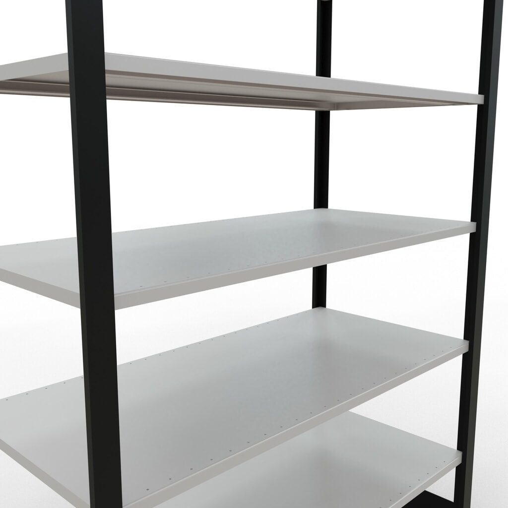Número de imagen del producto 4: estantería para archivo SCHULTE módulo inicial, doble cara, sin topes centrales, carga por estante 150 kg, negro, alto H x An x F 2,300 x 1300 x 600 mm