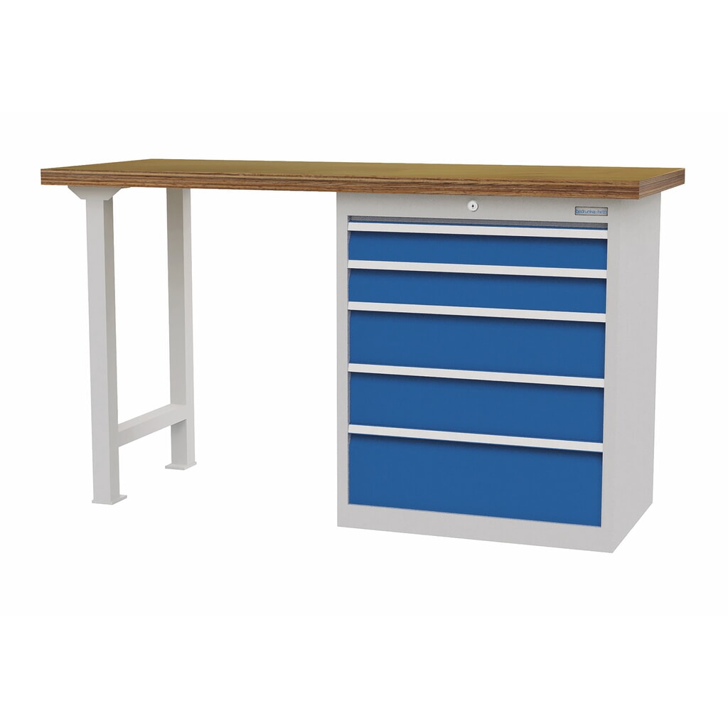 Serie de bancos de trabajo Bedrunka+Hirth con 5 cajones, CC 1.000 kg, H x A x F 859 x 1.500 x 600 mm Número de imagen del producto 1: Serie de bancos de trabajo Bedrunka+Hirth con 5 cajones, CC 1.000 kg, H x A x F 859 x 1.500 x 600 mm