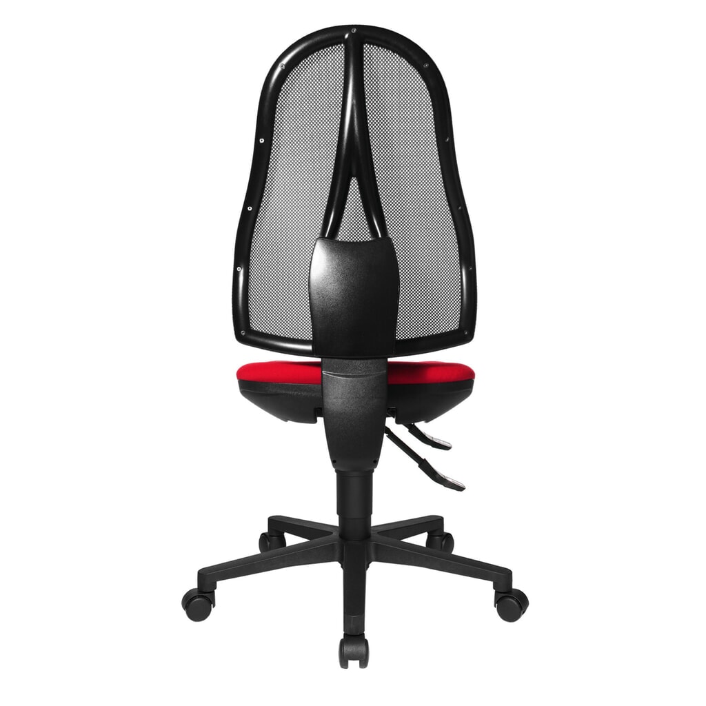 Silla operativa giratoria Topstar® Open Point Syncro, el asiento protege la columna, respaldo de malla, rojo Número de imagen del producto 3: Silla operativa giratoria Topstar® Open Point Syncro, el asiento protege la columna, respaldo de malla, rojo