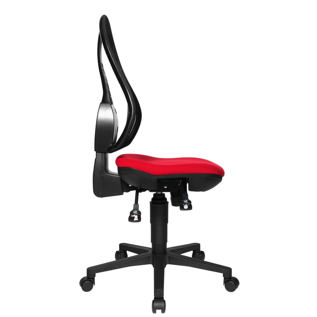 Número de imagen del producto 4: Silla operativa giratoria Topstar® Open Point Syncro, el asiento protege la columna, respaldo de malla, rojo