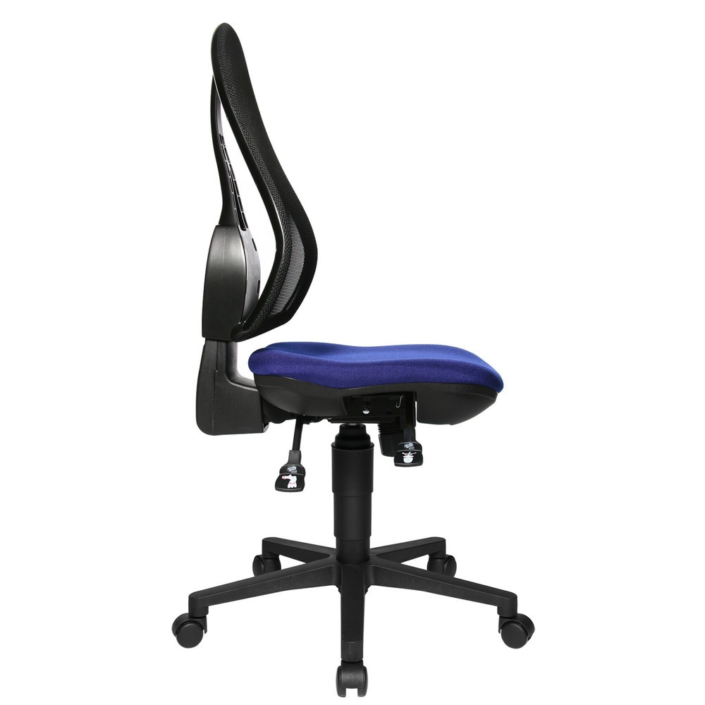 Número de imagen del producto 2: Silla operativa giratoria Topstar® Open Point Syncro, asiento protege la columna, respaldo de malla, azul