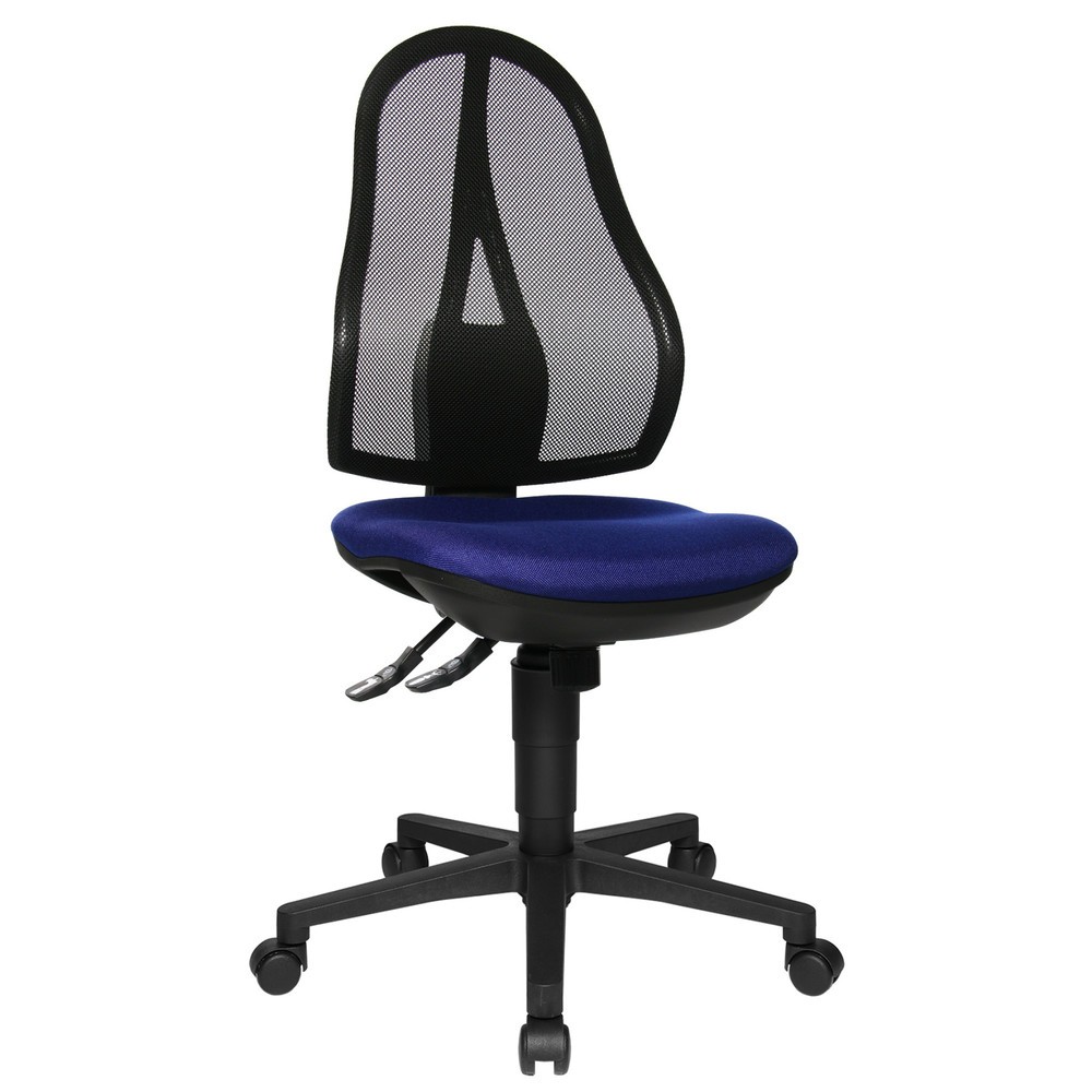 Número de imagen del producto 5: Silla operativa giratoria Topstar® Open Point Syncro, asiento protege la columna, respaldo de malla, azul