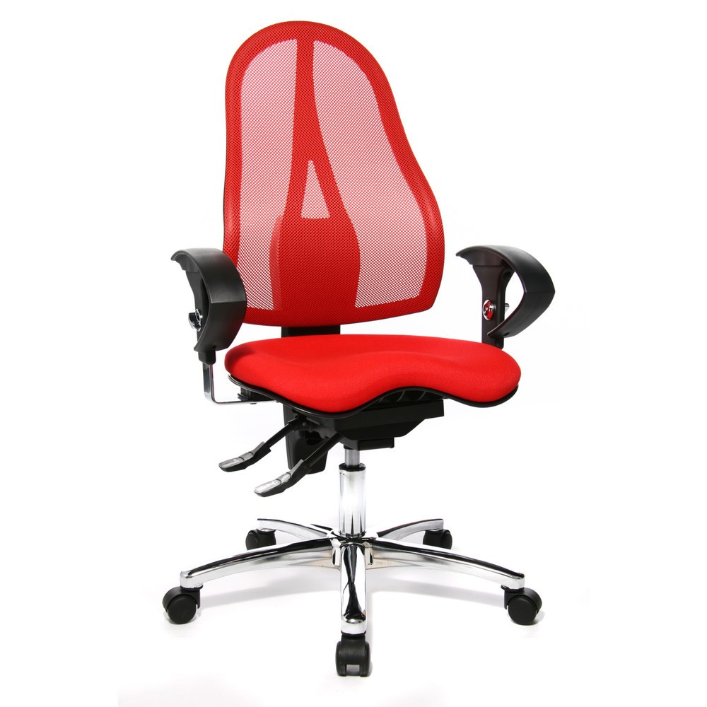 Número de imagen del producto 2: Silla de oficina giratoria Topstar® Ortho 15, respaldo de malla, apoyabrazos de altura ajustable, rojo
