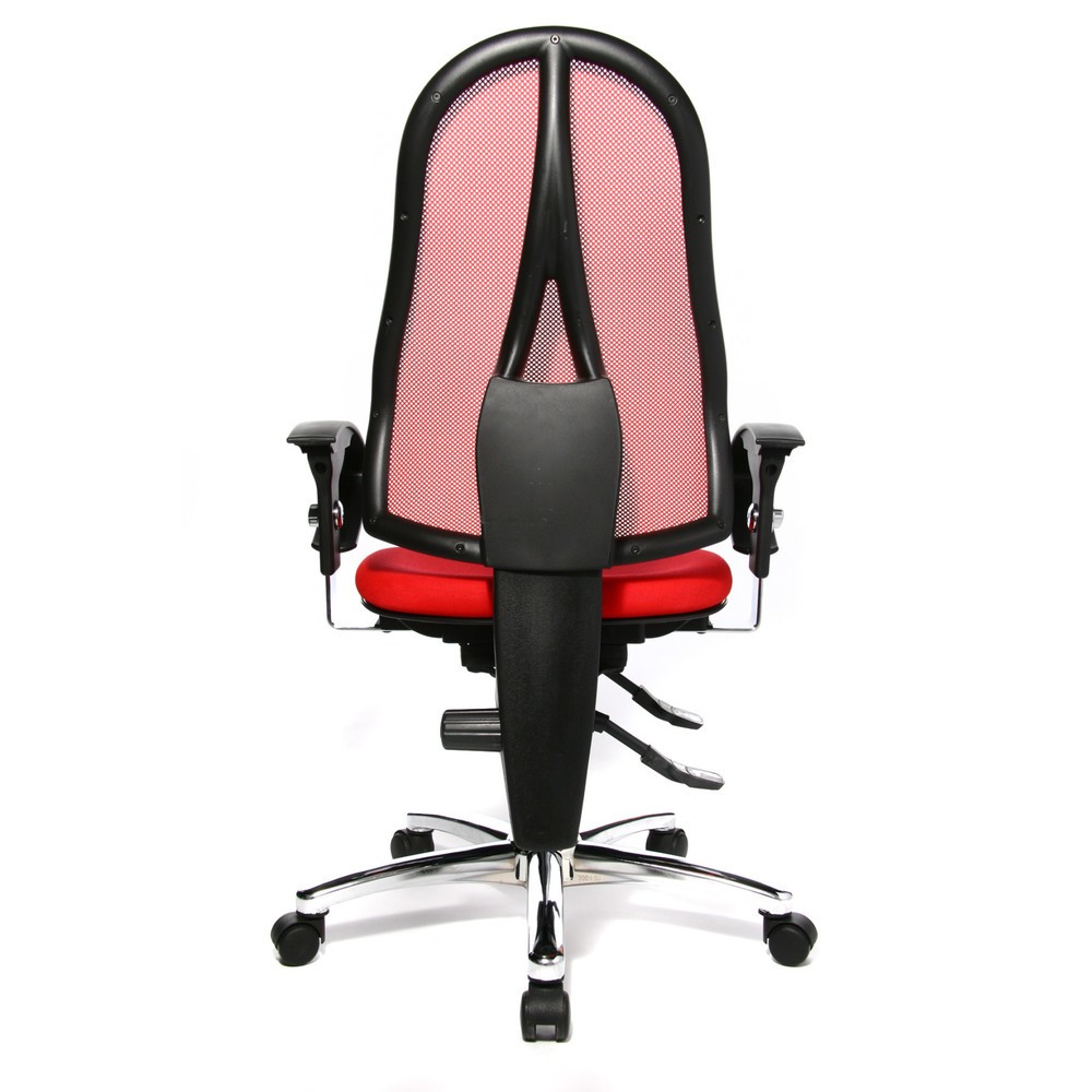 Número de imagen del producto 3: Silla de oficina giratoria Topstar® Ortho 15, respaldo de malla, apoyabrazos de altura ajustable, rojo