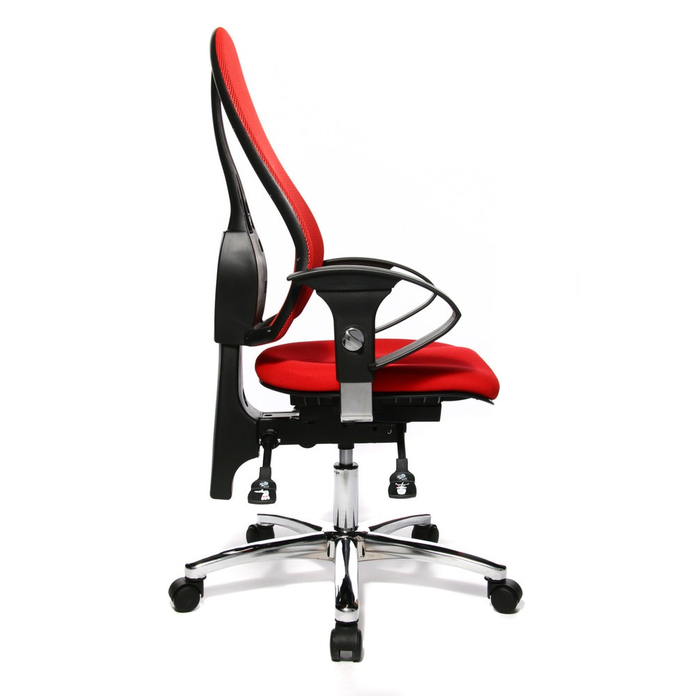 Número de imagen del producto 4: Silla de oficina giratoria Topstar® Ortho 15, respaldo de malla, apoyabrazos de altura ajustable, rojo