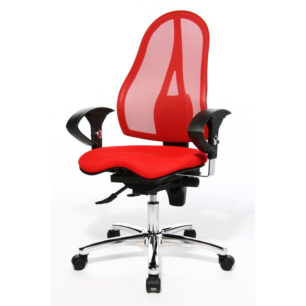 Número de imagen del producto 6: Silla de oficina giratoria Topstar® Ortho 15, respaldo de malla, apoyabrazos de altura ajustable, rojo