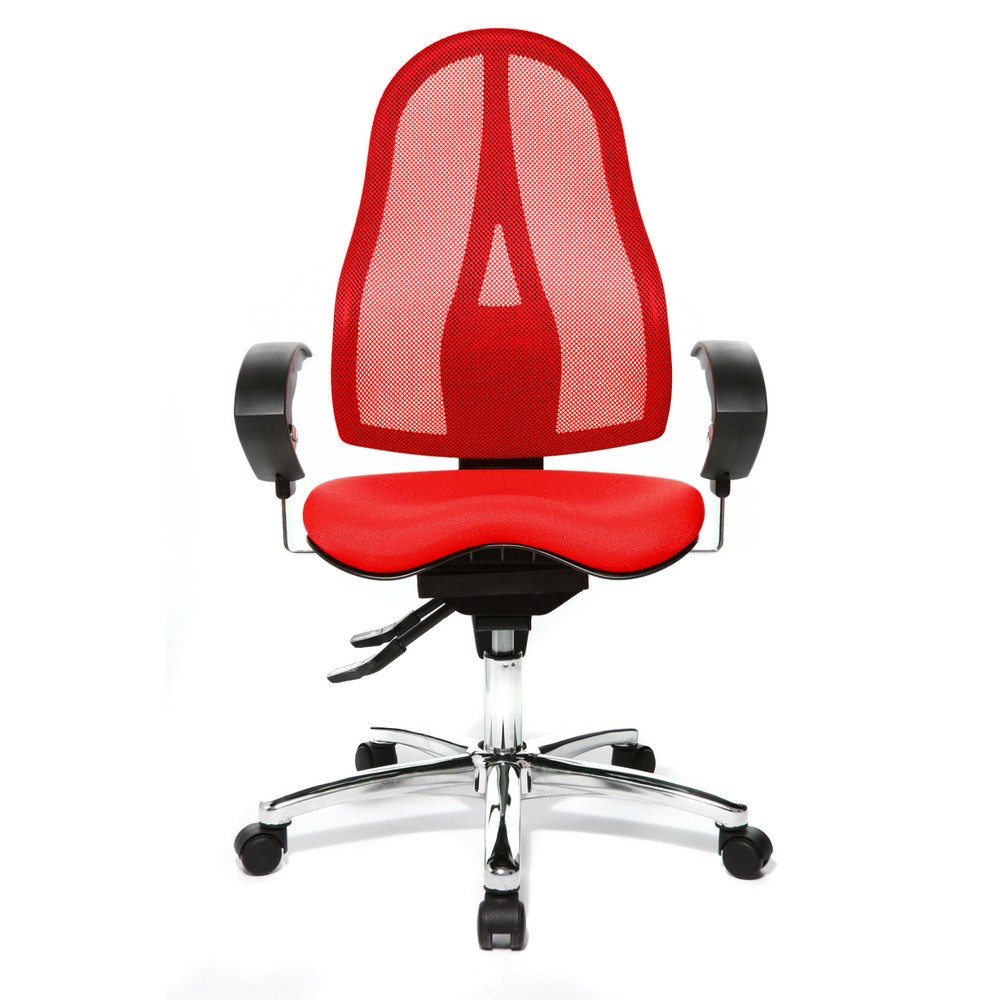 Número de imagen del producto 1: Silla de oficina giratoria Topstar® Ortho 15, respaldo de malla, apoyabrazos de altura ajustable, rojo