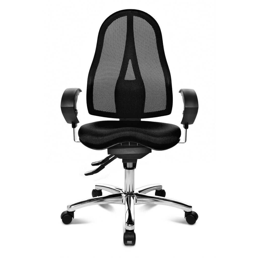 Imagen del producto: Silla de oficina giratoria Topstar® Ortho 15, respaldo de malla, apoyabrazos de altura ajustable, negro