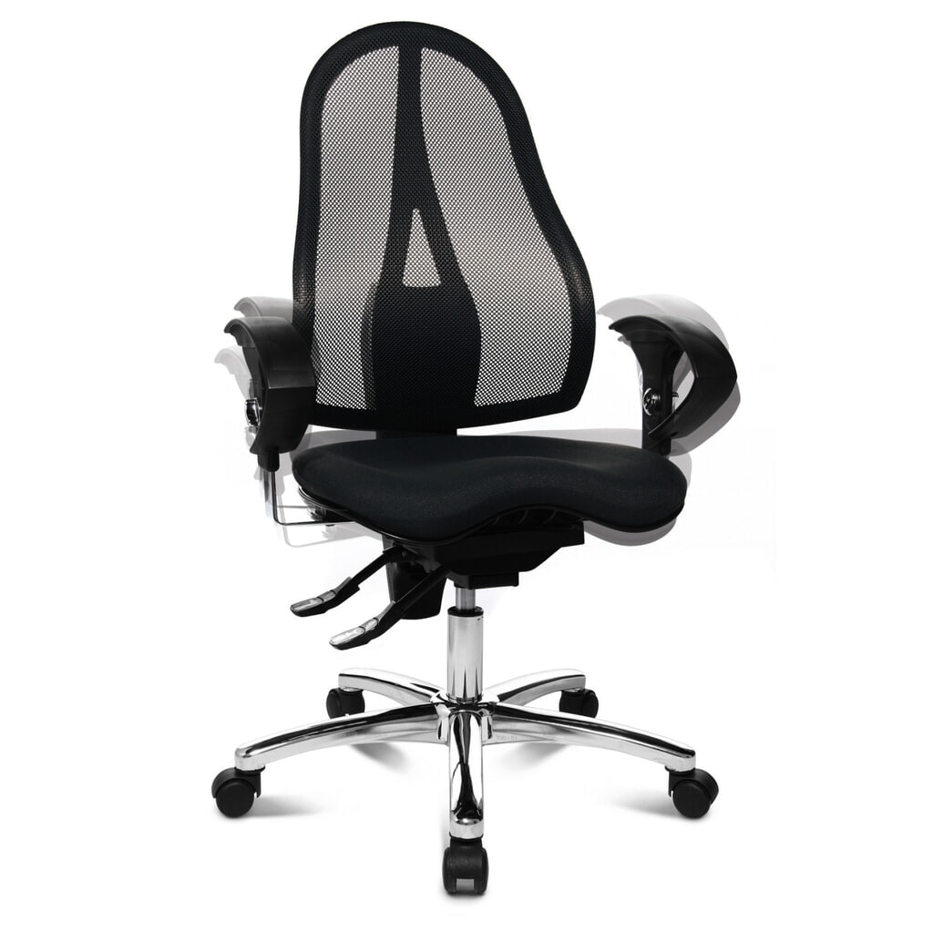 Silla de oficina giratoria Topstar® Ortho 15, respaldo de malla, apoyabrazos de altura ajustable, negro Número de imagen del producto 5: Silla de oficina giratoria Topstar® Ortho 15, respaldo de malla, apoyabrazos de altura ajustable, negro