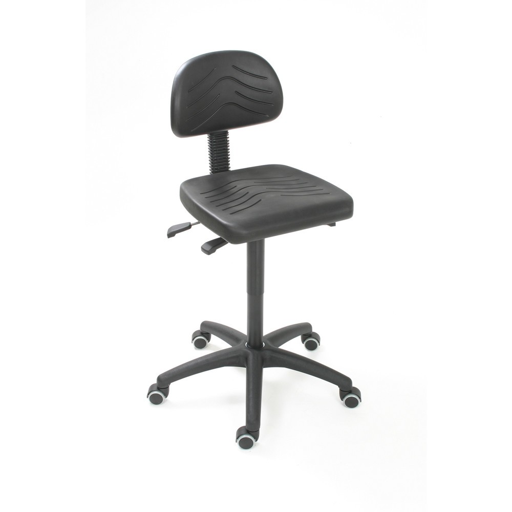 Imagen del producto: Silla de trabajo giratoria HEMMDAL Easy de poliuretano, altura de asiento de 450-650 mm, base de plástico, ruedas