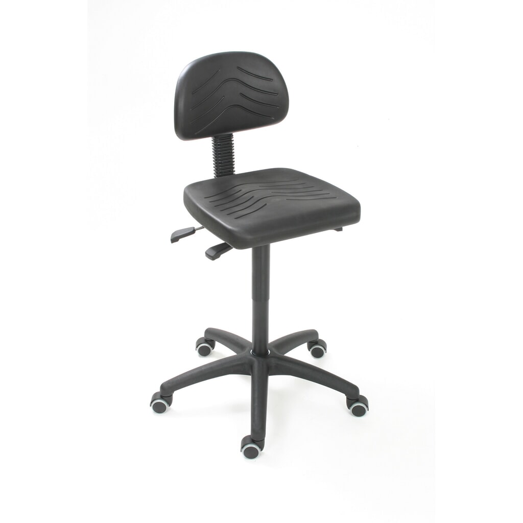 Imagen del producto: Silla de trabajo giratoria HEMMDAL Easy de poliuretano, altura de asiento de 450-650 mm, base de plástico, ruedas