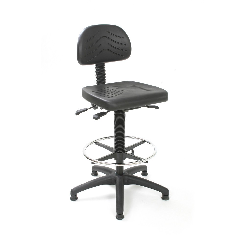 Número de imagen del producto 1: HEMMDAL Silla de trabajo giratoria Easy, de poliuretano, altura de asiento 510-710 mm, base de plástico, conteras, estribo circular