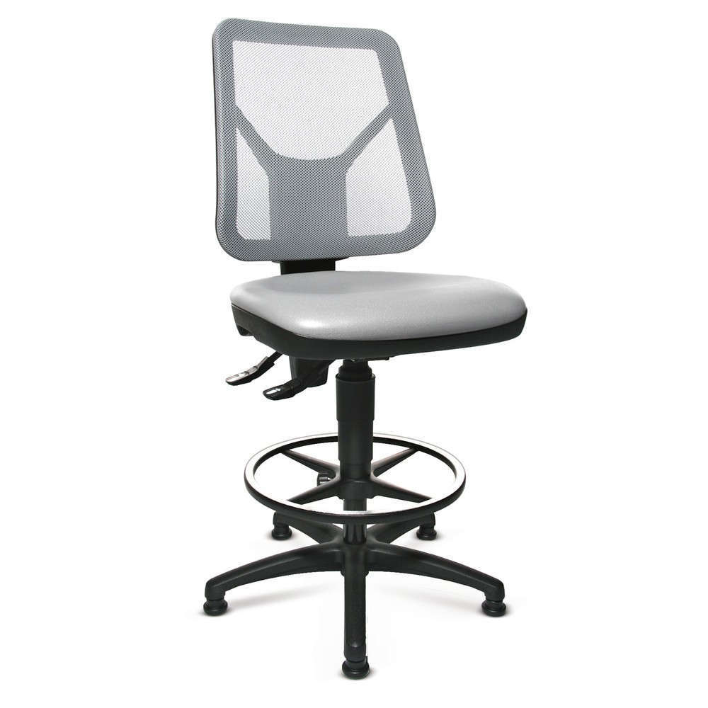 Número de imagen del producto 1: Silla de trabajo giratoria Topstar® Tec 80 PK, altura de asiento 590-840 mm, respaldo de malla, conteras, estribo circular, negro
