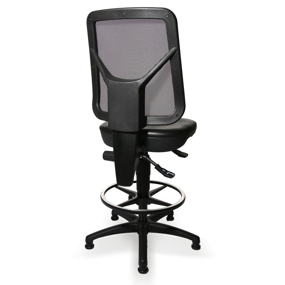 Número de imagen del producto 2: Silla de trabajo giratoria Topstar® Tec 80 PK, altura de asiento 590-840 mm, respaldo de malla, conteras, estribo circular, negro