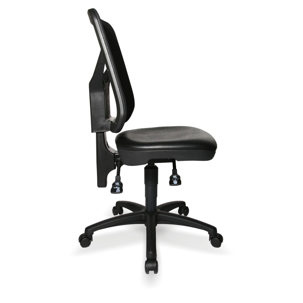 Silla de trabajo giratoria Topstar® Tec 80 PK, altura de asiento 410-530 mm, respaldo de malla, ruedas, negro Número de imagen del producto 3: Silla de trabajo giratoria Topstar® Tec 80 PK, altura de asiento 410-530 mm, respaldo de malla, ruedas, negro