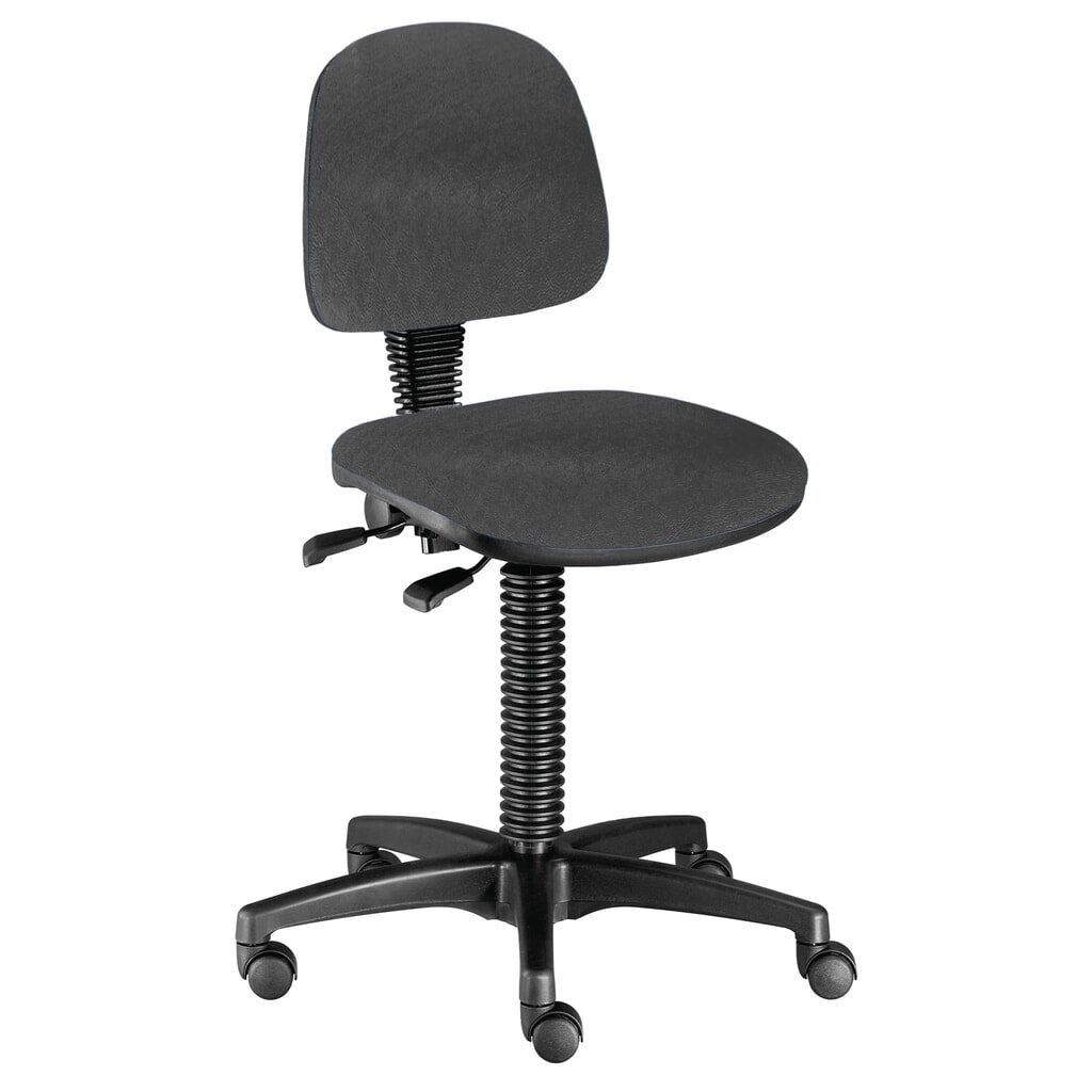 Silla giratoria de trabajo de cuero sintético BM Industrie Altura 480-650mm Ruedas Gris Imagen del producto: Silla giratoria de trabajo de cuero sintético BM Industrie Altura 480-650mm Ruedas Gris