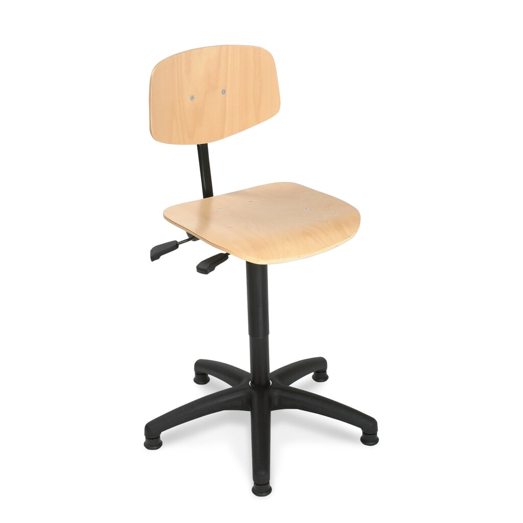 Imagen del producto: Silla giratoria de trabajo Easy Beech, altura del asiento 430-630 mm, base de plástico, deslizadores de suelo