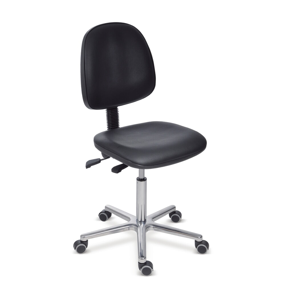 Silla giratoria universal, altura de construcción asiento 470-660 mm, base de plástico, ruedas, símil piel, negro Número de imagen del producto 1: Silla giratoria universal, altura de construcción asiento 470-660 mm, base de plástico, ruedas, símil piel, negro