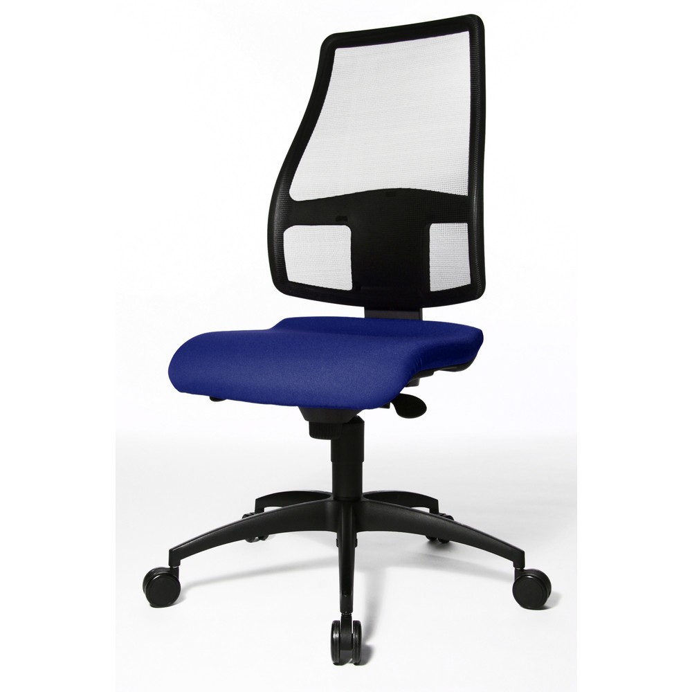 Número de imagen del producto 2: Silla operativa giratoria Topstar® Synchro, respaldo de malla transpirable, azul royal