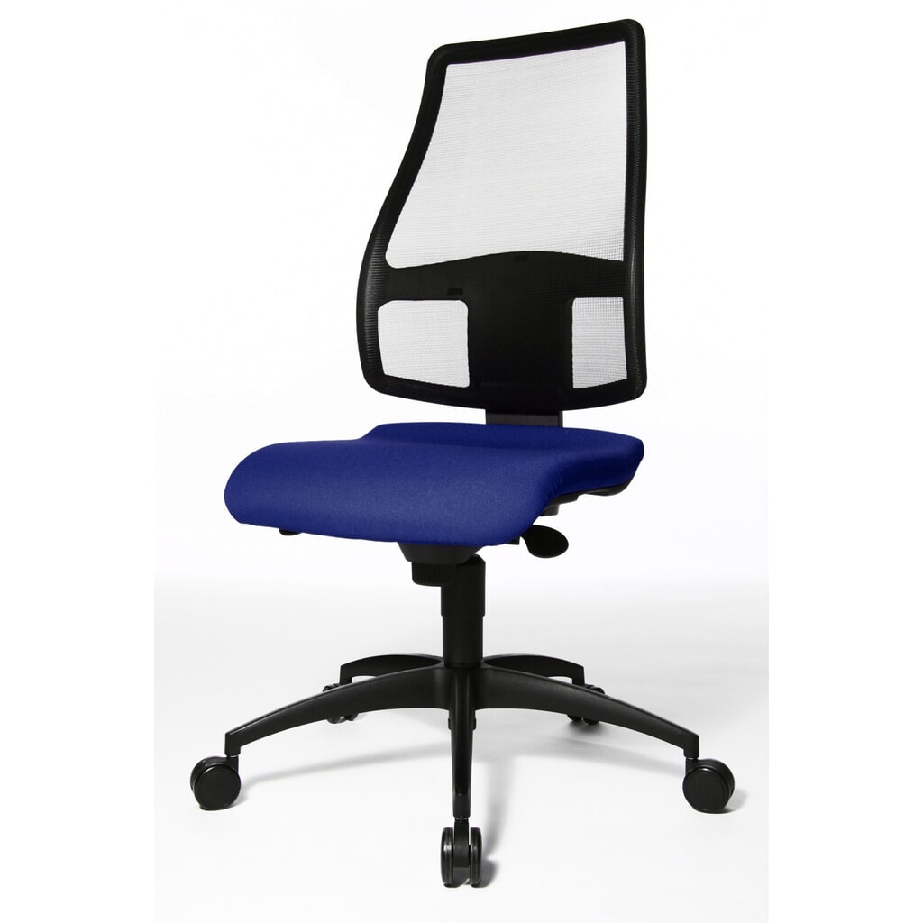 Número de imagen del producto 2: Silla operativa giratoria Topstar® Synchro, respaldo de malla transpirable, azul royal