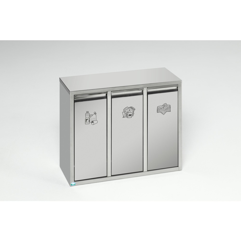 Imagen del producto: Sistema de clasificación de reciclaje VAR® de acero inoxidable, 3 x 7 litros