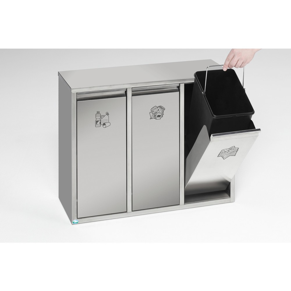 Número de imagen del producto 2: Sistema de clasificación de reciclaje VAR® de acero inoxidable, 3 x 12 litros