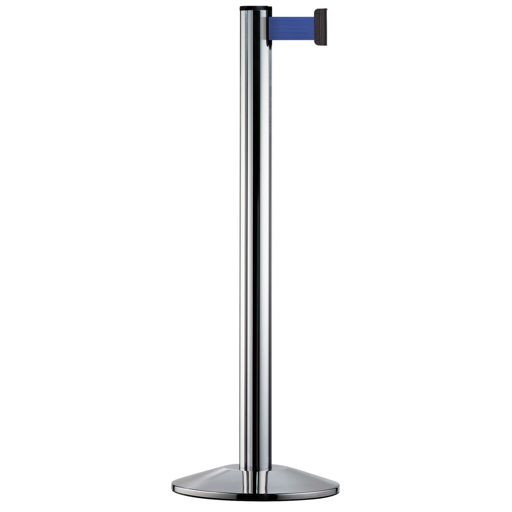 Sistema de guiado de personas Classic, poste cromado, azul Imagen del producto: Sistema de guiado de personas Classic, poste cromado, azul