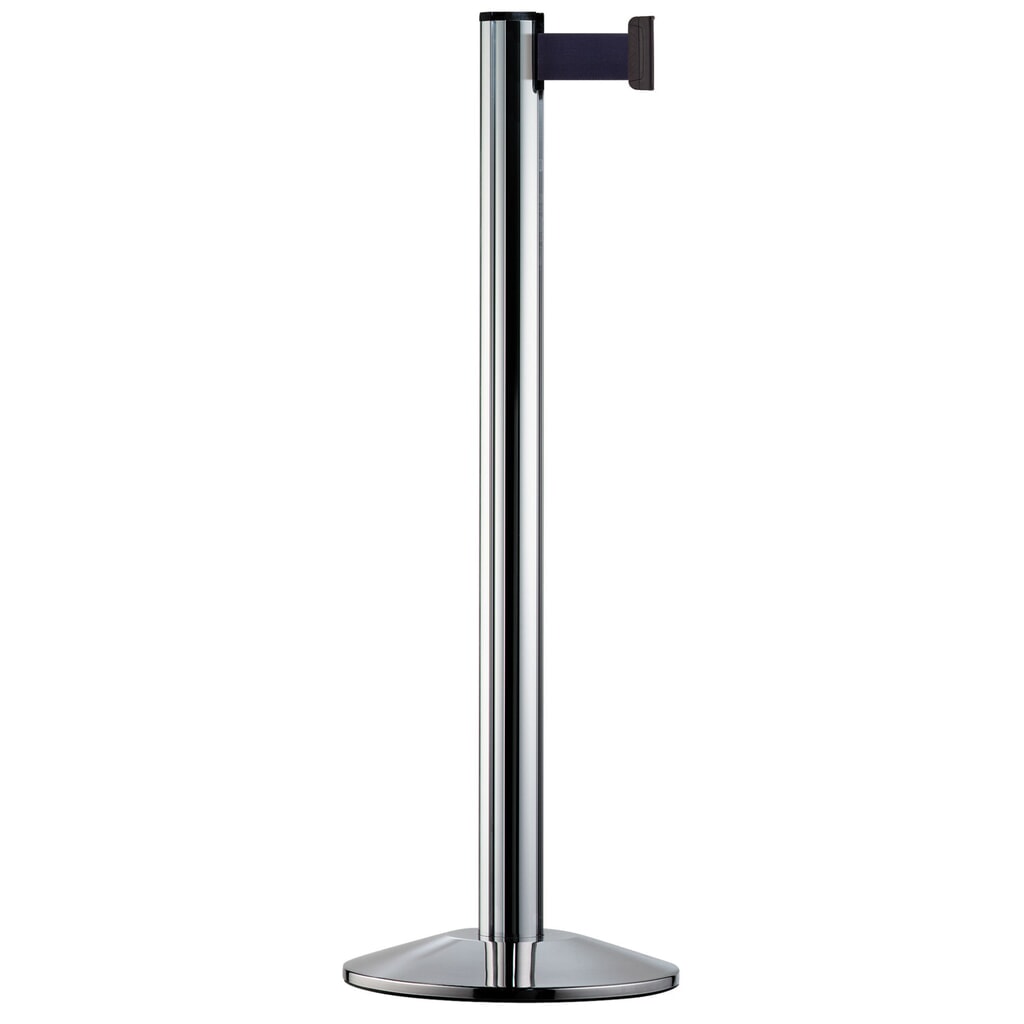 Sistema de guiado de personas Classic, poste cromado, azul navy Imagen del producto: Sistema de guiado de personas Classic, poste cromado, azul navy