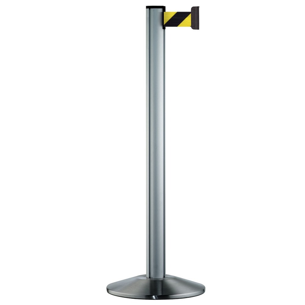 Imagen del producto: Sistema de guiado de personas Extend, poste satinado, rayas diagonales negras / amarillas