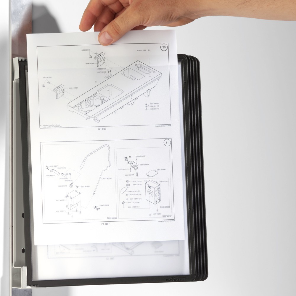 Número de imagen del producto 5: Sistema de portahojas transparentes con 5 portahojas, negro