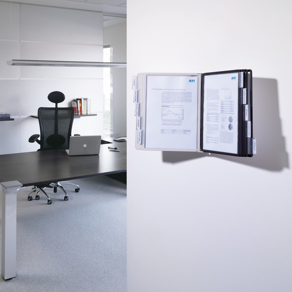 Imagen del producto: Sistema de portahojas transparentes SHERPA®, soporte de pared, 10 portahojas