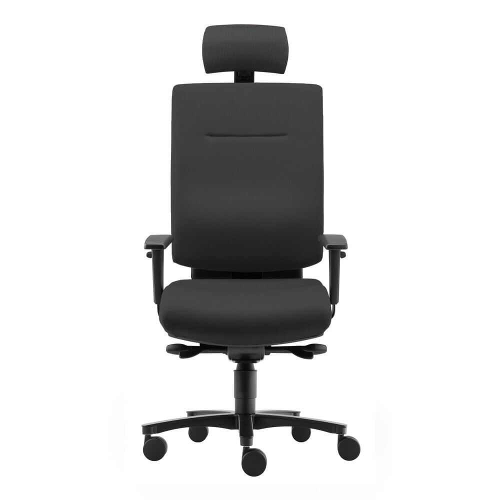 Imagen del producto: Silla de oficina SITWELL STEIFENSAND MyChair con protección para la columna, extra ancha, con ruedas para alfombra, con reposacabezas, poliéster, capacidad de carga 180 kg