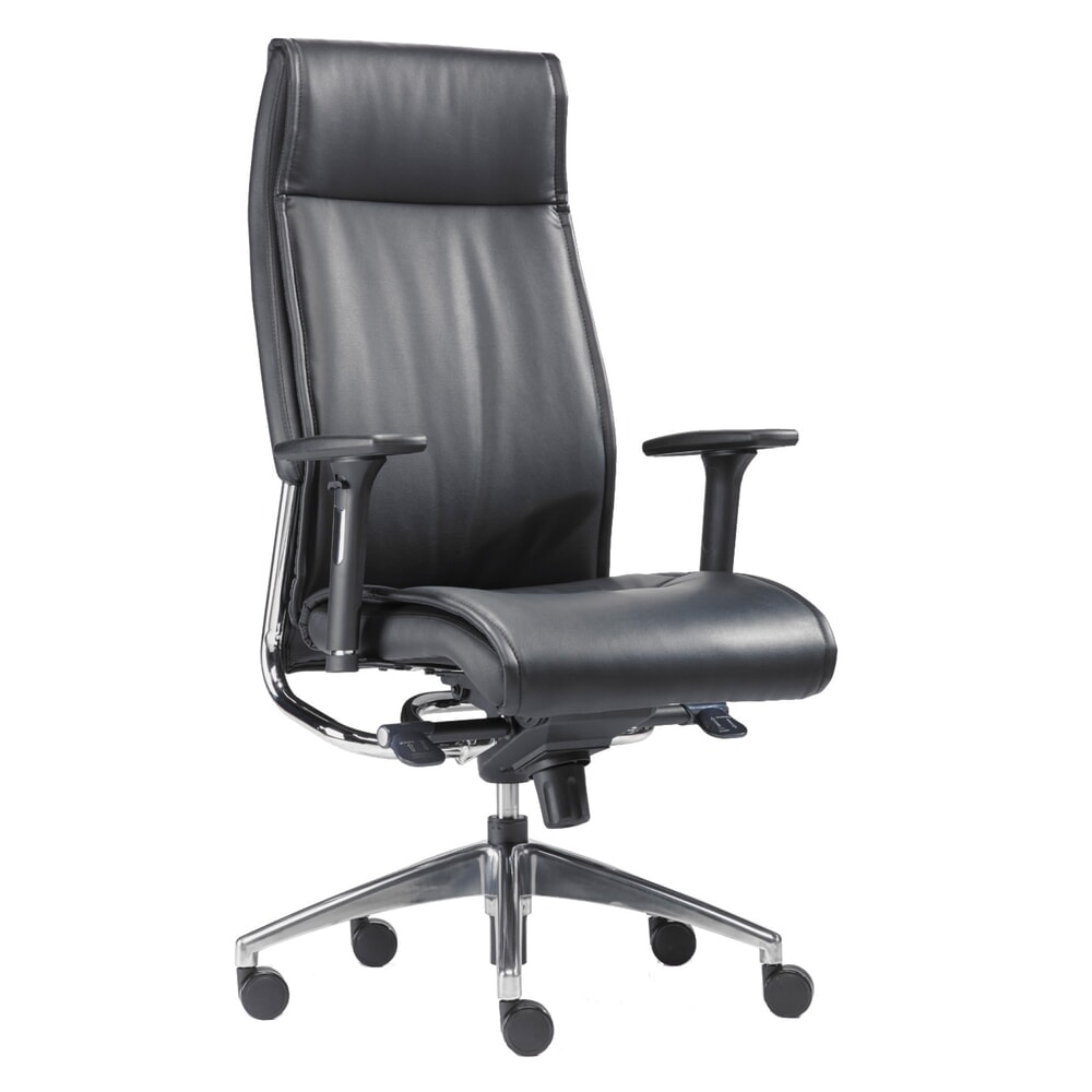 Número de imagen del producto 1: SITWELL STEIFENSAND silla operativa de diseño resistente Big Boss, asiento de cuero con elementos cromados