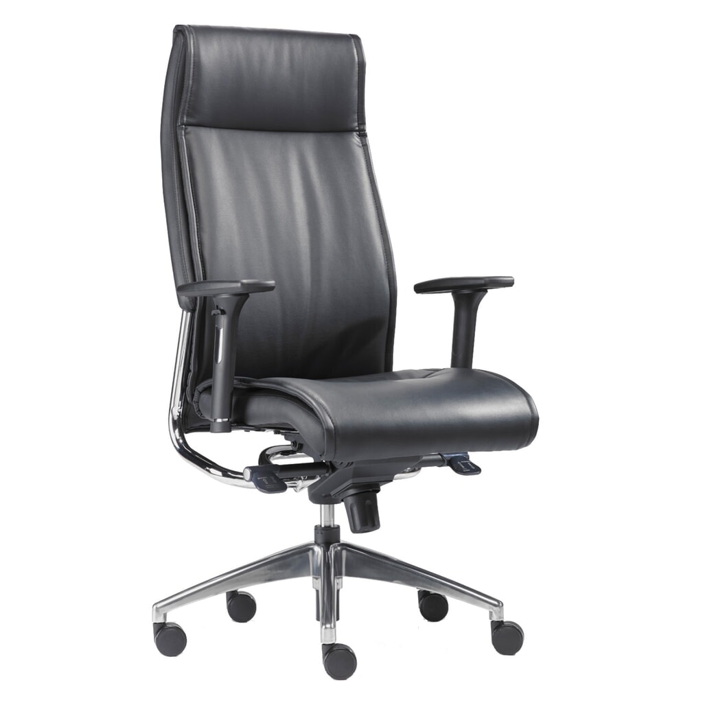 Número de imagen del producto 1: SITWELL STEIFENSAND silla operativa de diseño resistente Big Boss, asiento de cuero con elementos cromados