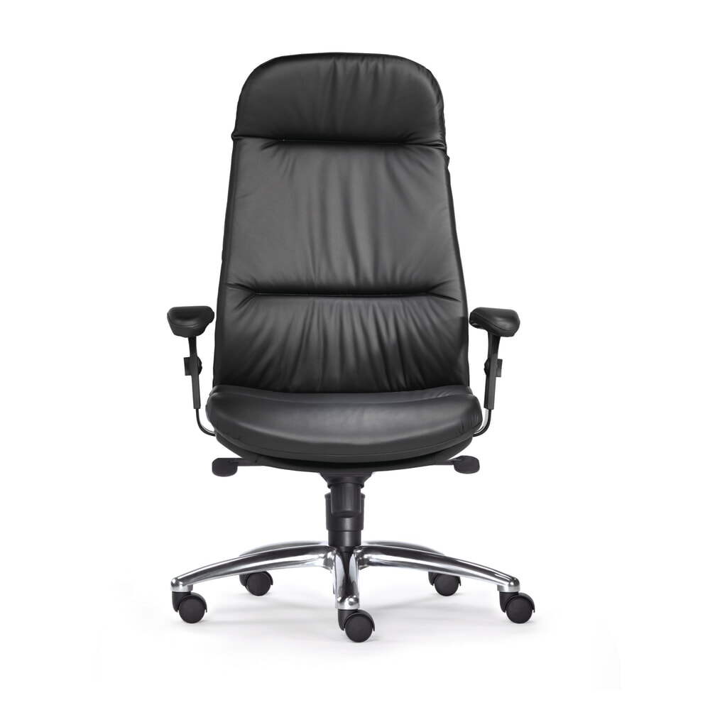 Número de imagen del producto 1: Silla operativa SITWELL STEIFENSAND de alta resistencia parte superior, cojín de respaldo extra alto, base de radios de aluminio de alto brillo, asiento de cuero