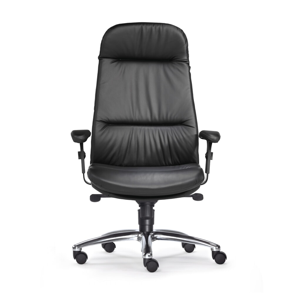 Número de imagen del producto 1: Silla operativa SITWELL STEIFENSAND de alta resistencia parte superior, cojín de respaldo extra alto, base de radios de aluminio de alto brillo, asiento de cuero