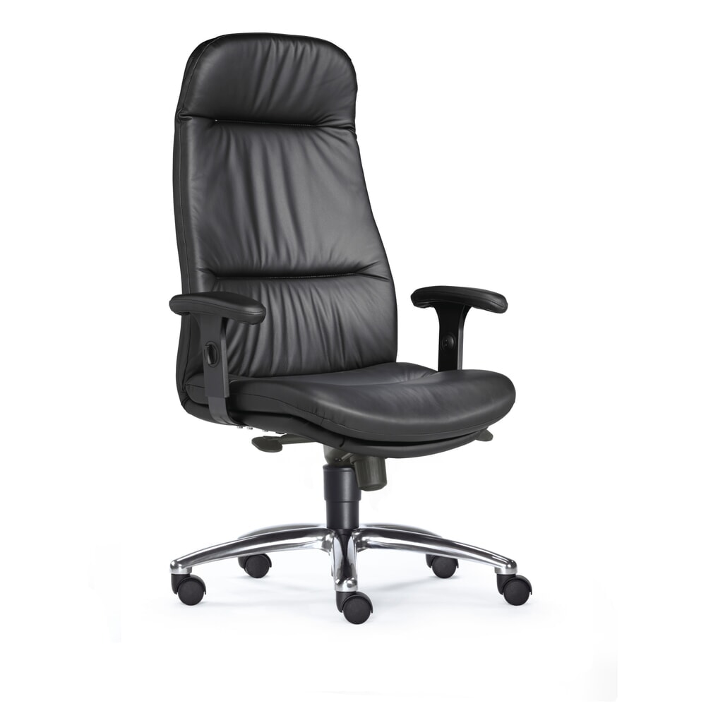 Número de imagen del producto 2: Silla operativa SITWELL STEIFENSAND de alta resistencia parte superior, cojín de respaldo extra alto, base de radios de aluminio de alto brillo, asiento de cuero
