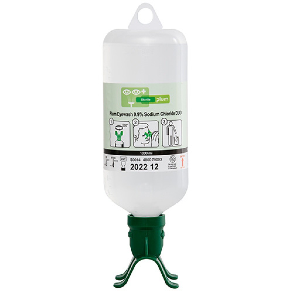 Imagen del producto: Solución de cloruro sódico plum lavado de ojos estéril DUO, solución de cloruro sódico 1.000 ml
