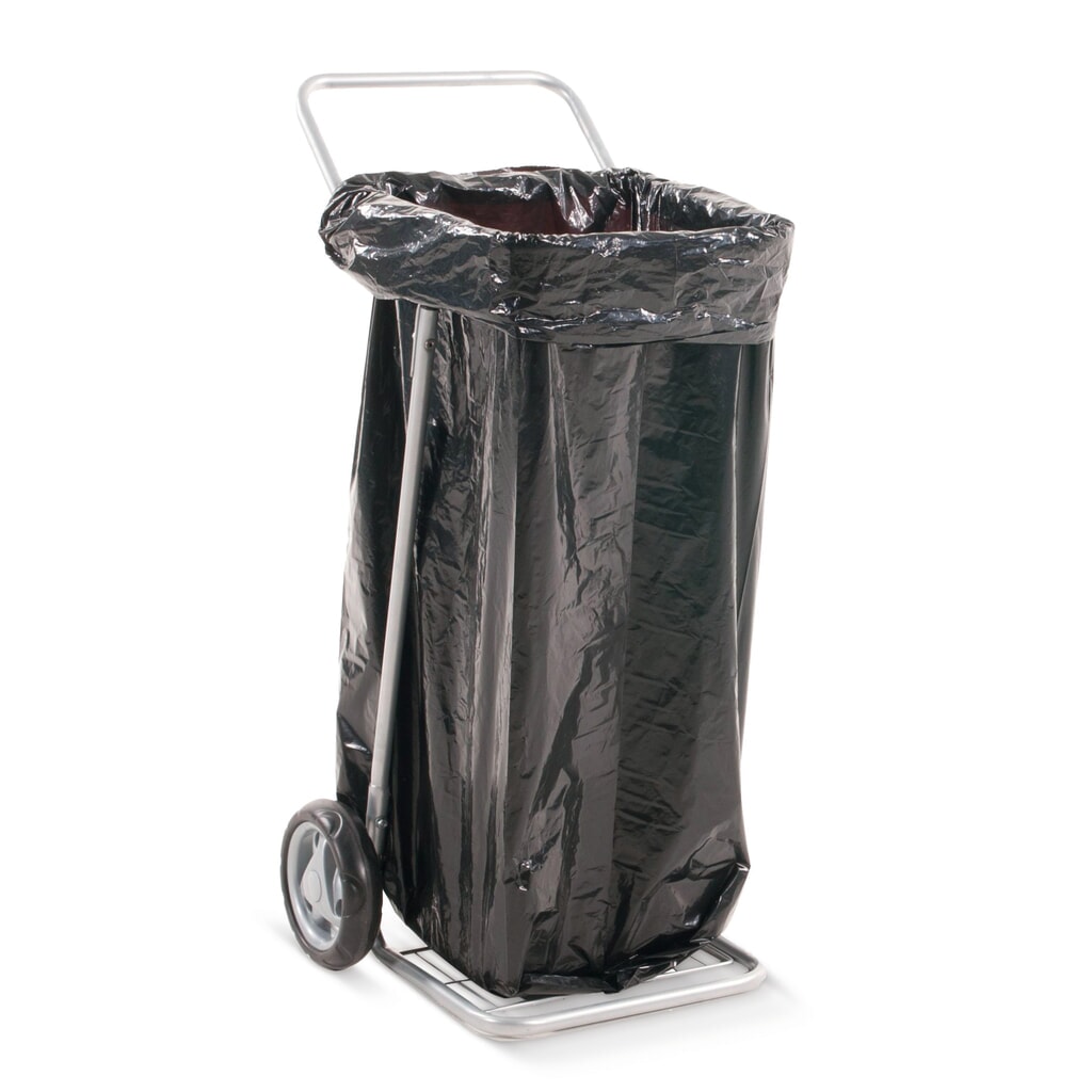 Imagen del producto: Soporte de bolsas de basura Kongamek con dos ruedas de goma maciza, hasta 125 litros, capacidad de carga de 50 kg, abierto