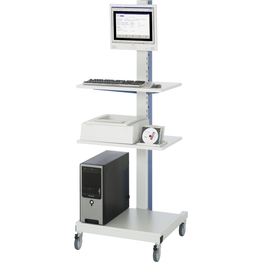 Número de imagen del producto 4: Soporte de ordenador RAU, H x A x F 1.770 x 650 x 650 mm, con soporte para pantalla plana y ruedas