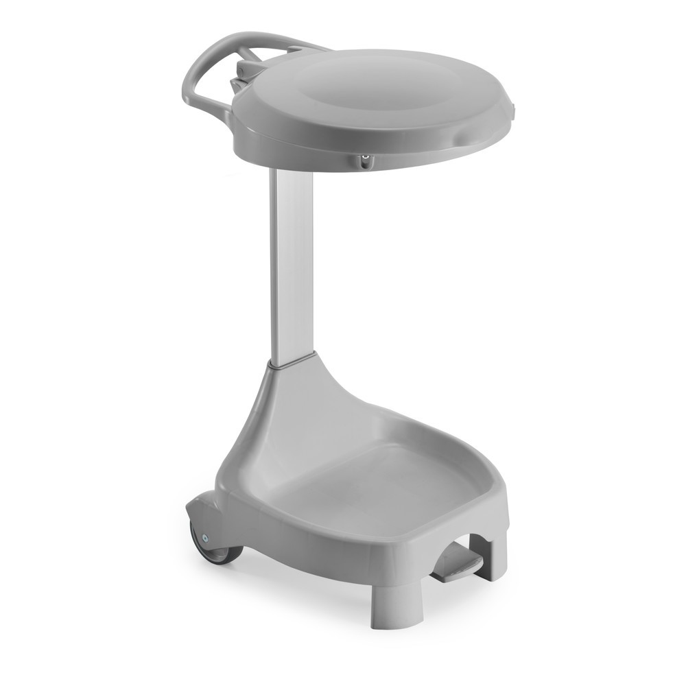Número de imagen del producto 1: Soporte para bolsa de residuo de pedal móvil Delta II para bolsas de 120 litros, 2 ruedas + 2 pies, bastidor|chasis y tapa gris