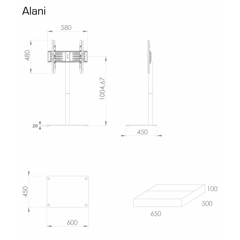 Número de imagen del producto 4: Soporte vertical de TV Alani, plateado