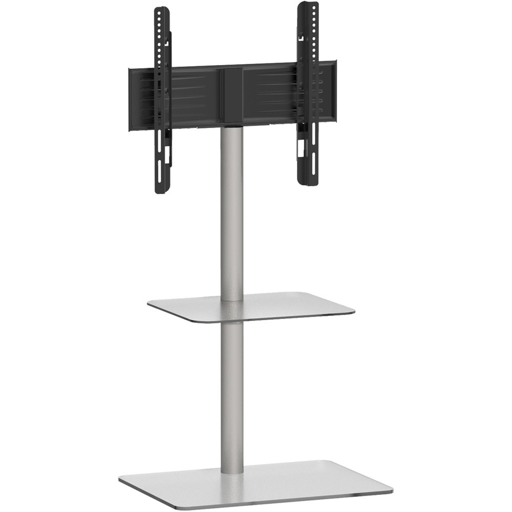 Número de imagen del producto 1: Soporte vertical de TV Alani con estante intermedio, plateado