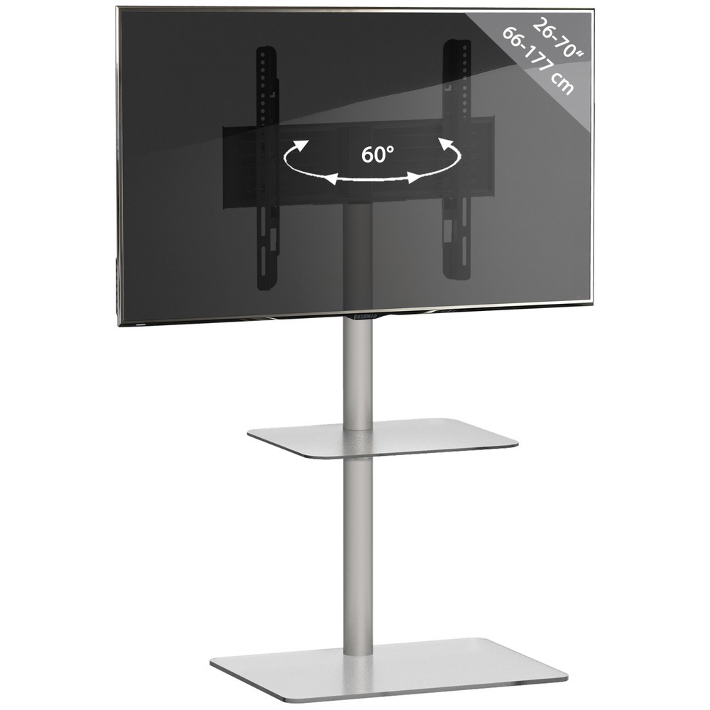Número de imagen del producto 4: Soporte vertical de TV Alani con estante intermedio, plateado