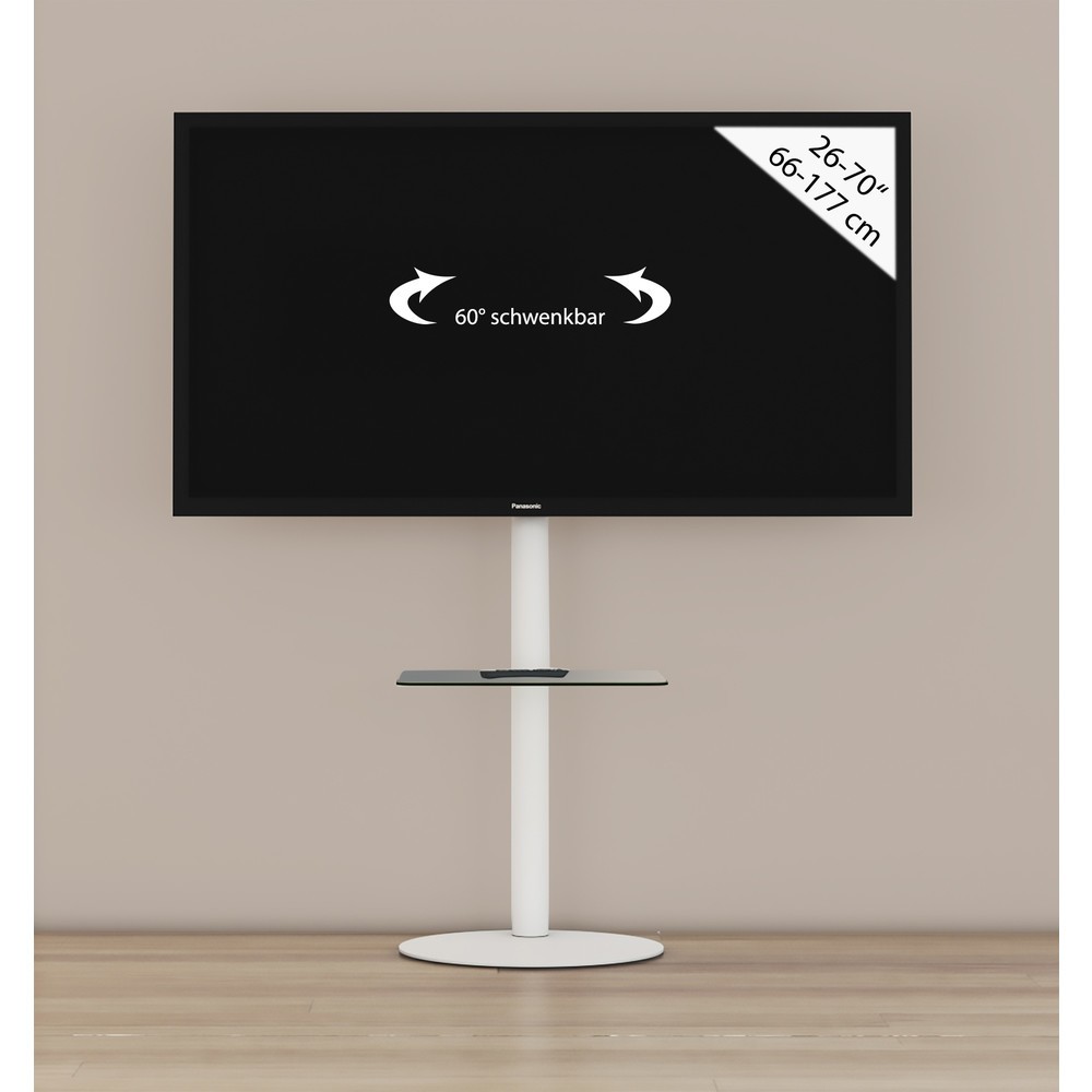 Número de imagen del producto 3: Soporte vertical de TV Cirla con estante intermedio, blanco