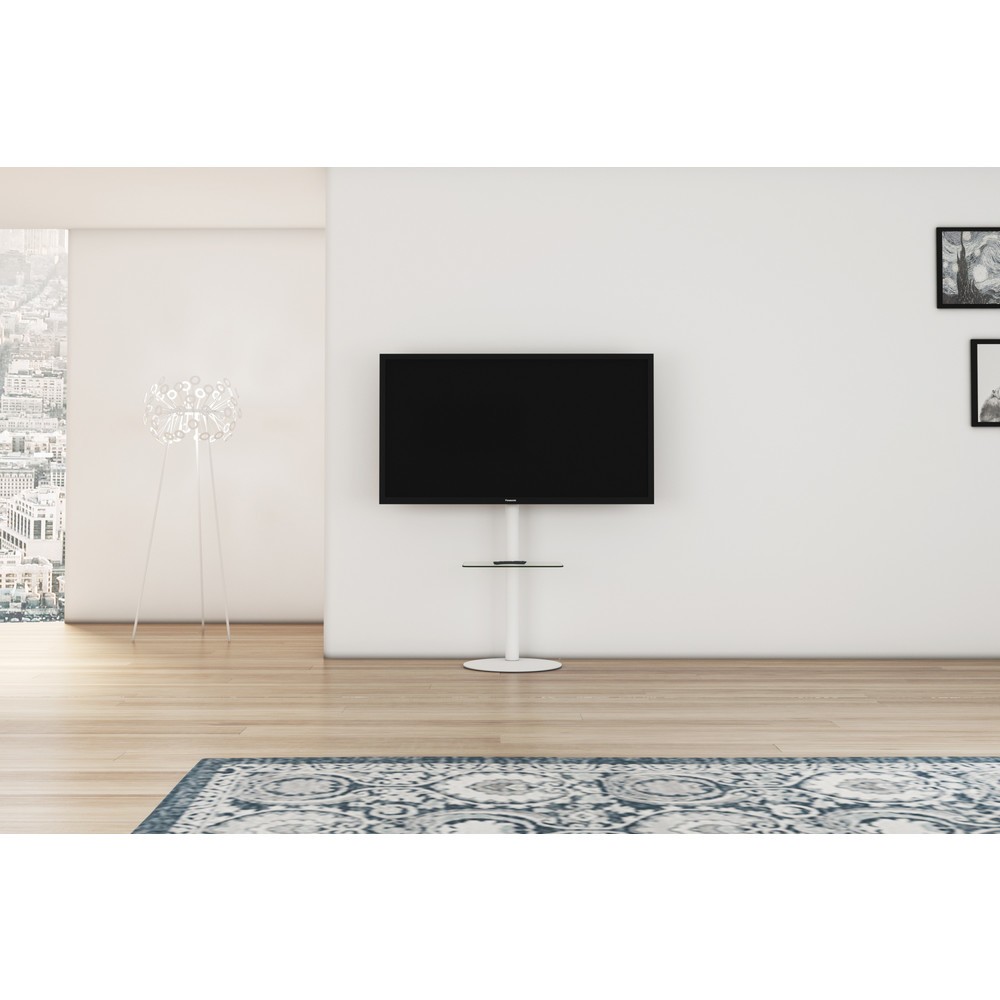 Número de imagen del producto 4: Soporte vertical de TV Cirla con estante intermedio, blanco